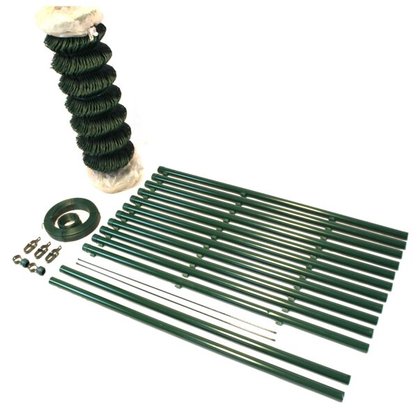 GALA-IMPORT Maschendrahtzaun Set Gartenzaun PVC-beschichtet GR&Uuml;N