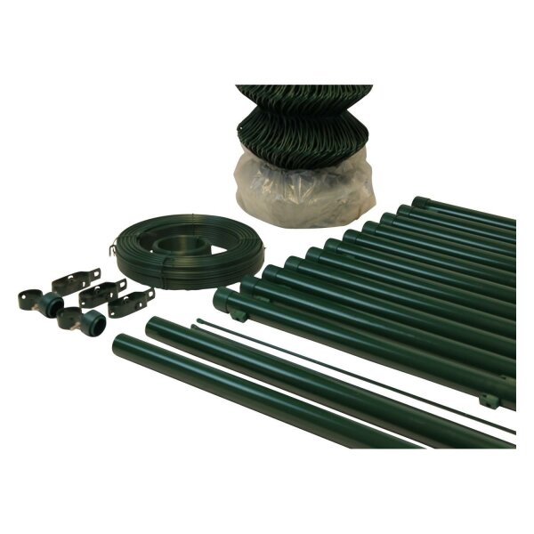 GALA-IMPORT Maschendrahtzaun Set Gartenzaun PVC-beschichtet GR&Uuml;N